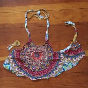 Billabong festival tie halter crop top mandala M